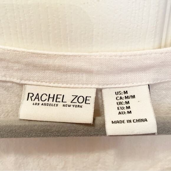 Rachel Zoe Blue White Linen Blend Tassel Swim Cover Up Tunic Medium - Picture 4 of 5